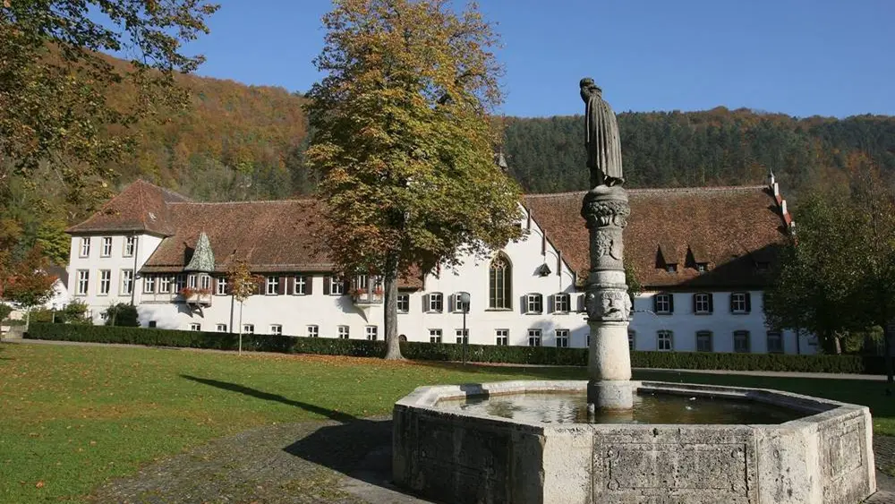 Blick auf das Kloster Blaubeuren im Herbst