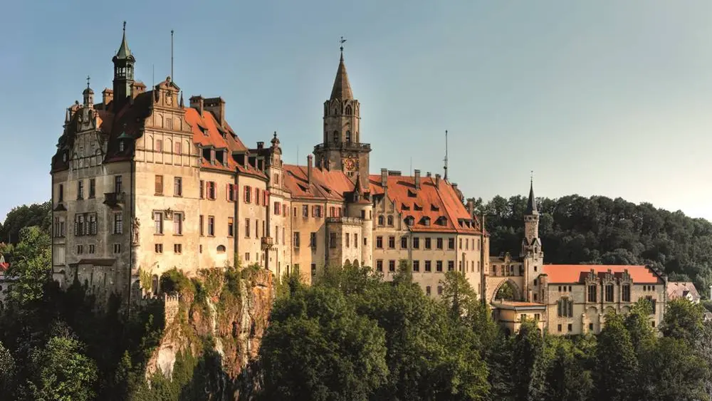 Blick auf das Hohenzollernschloss auf dem Schlossberg Sigmaringen