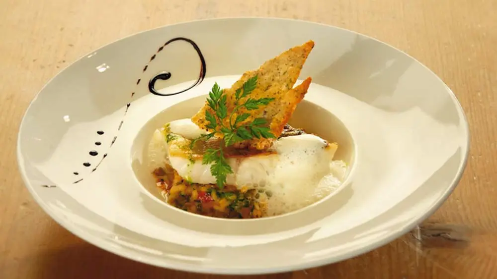 Ein Fischgericht im Gratschwirt Toblach