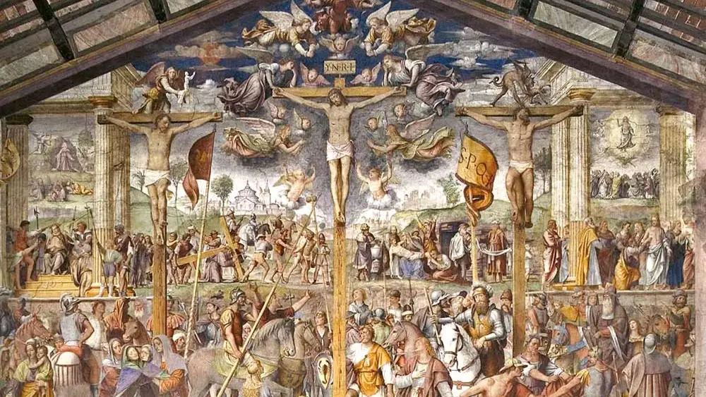Fresko der Kreuzigung und des Lebens Jesu Christi von Bernardino Luini