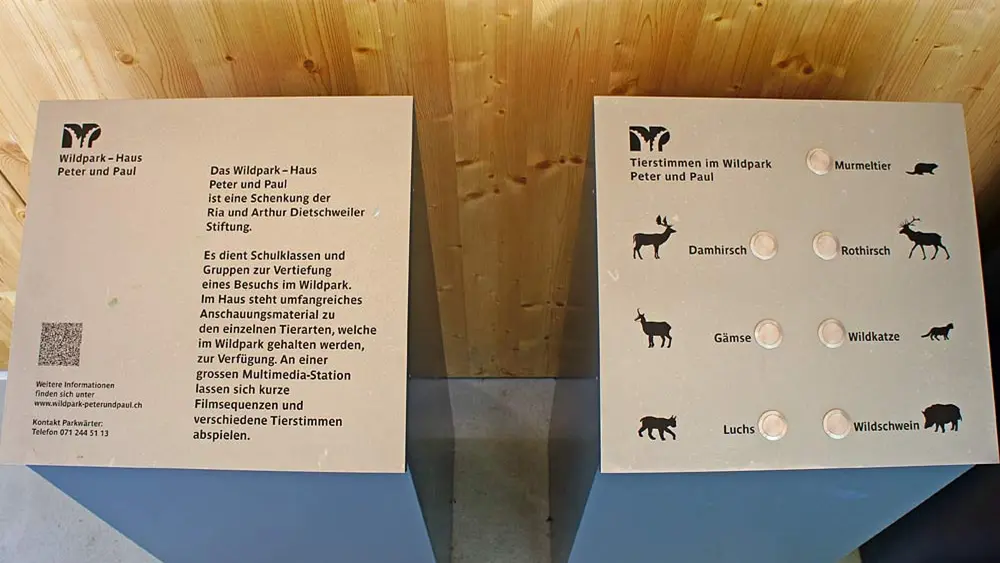 Multimediastation im Wildpark-Haus Peter und Paul St. Gallen