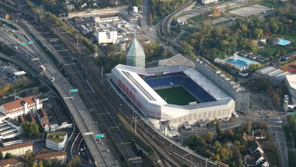 Blick auf den St. Jakob-Park von oben