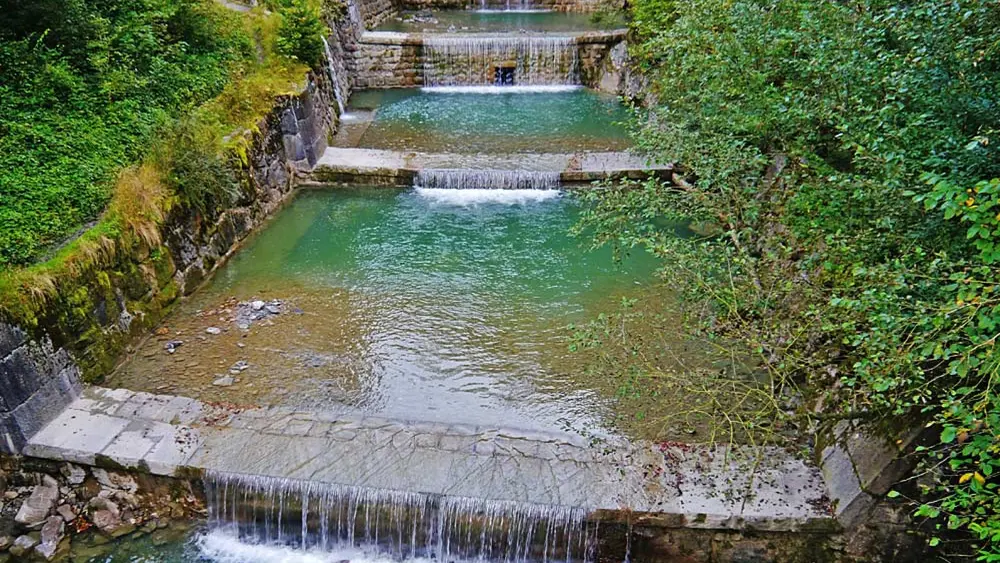 Blick in die Rappenlochschlucht und den Wasserlauf