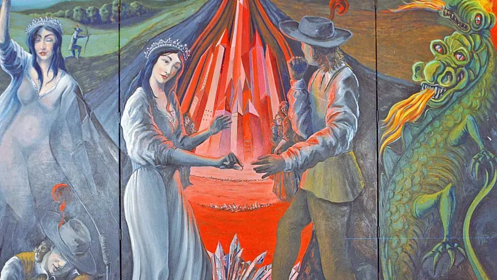 Das Bild von der Sage vom Pfahl im Kristallmuseum Viechtach