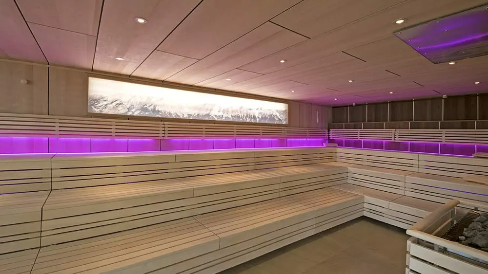 Blick in die Sauna im Hallenbad Amraser Straße in Innsbruck