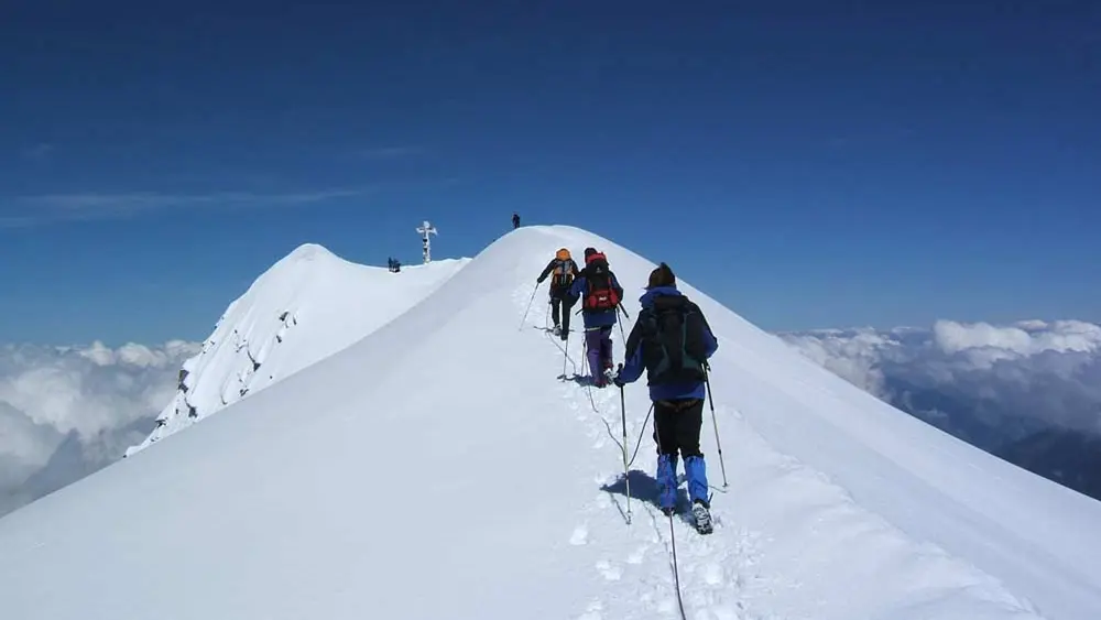 Bergsteiger auf dem Weg zum Gipfel des Großvenedigers