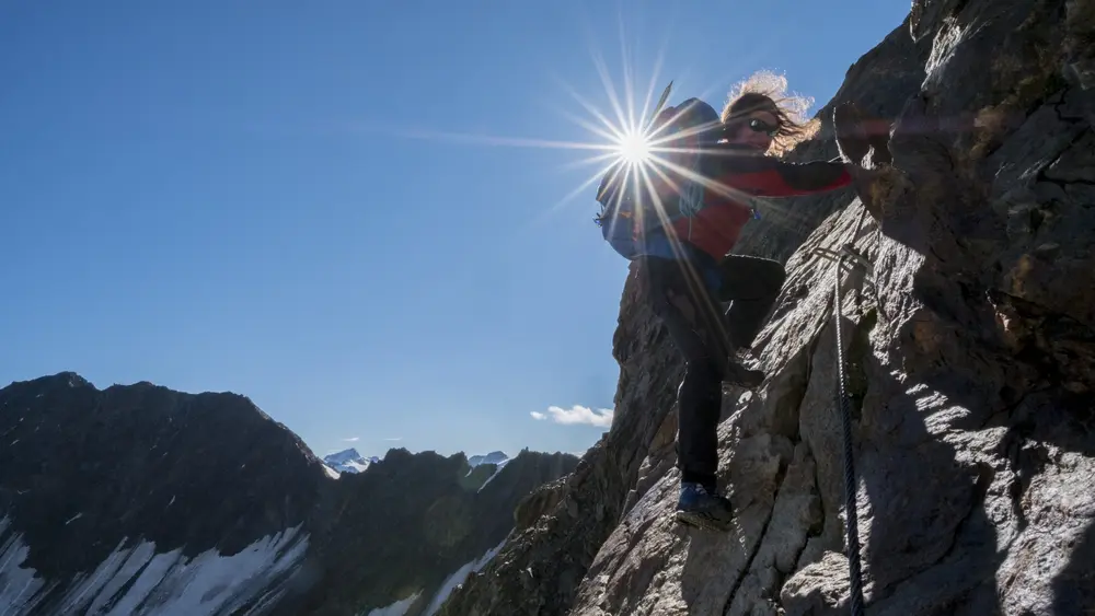 Kletterpassage auf dem Weg zum Gipfel der Wildspitze