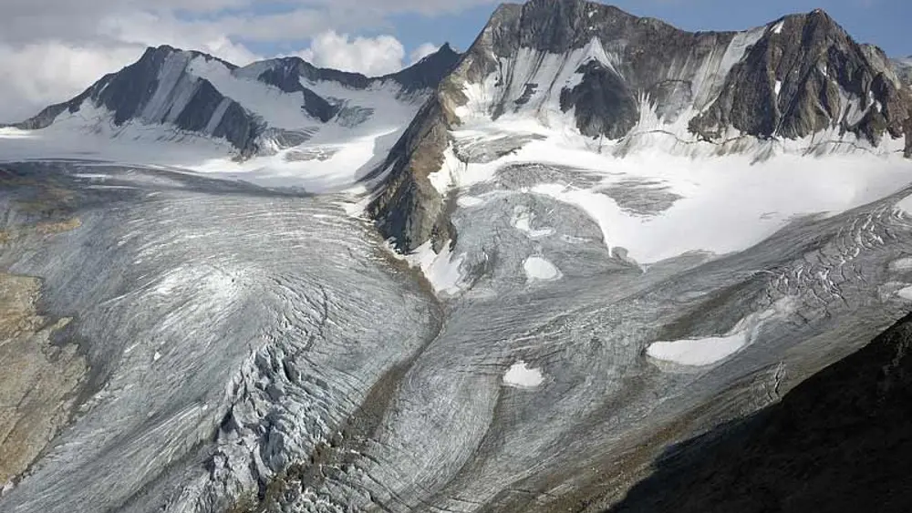 Blick auf die Marzellspitze, Hintere Schwärze und Marzellferner