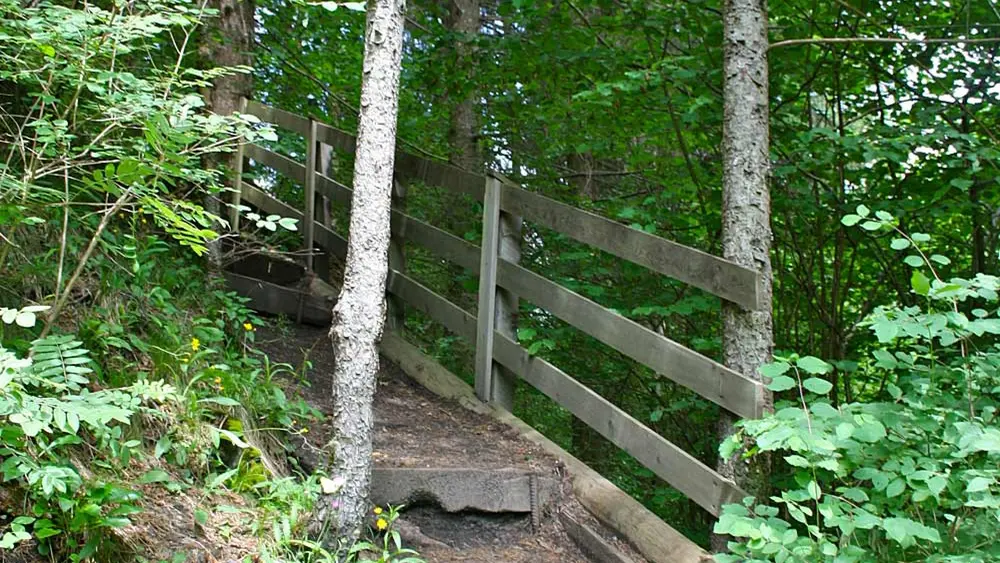 Blick auf den Luis-Trenker-Steig durch die Arzler Pitzenklamm