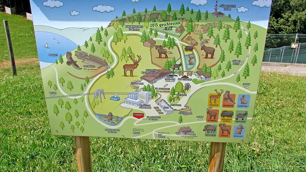 Wegweiser durch den Alpenwildpark am Pfänder bei Lochau