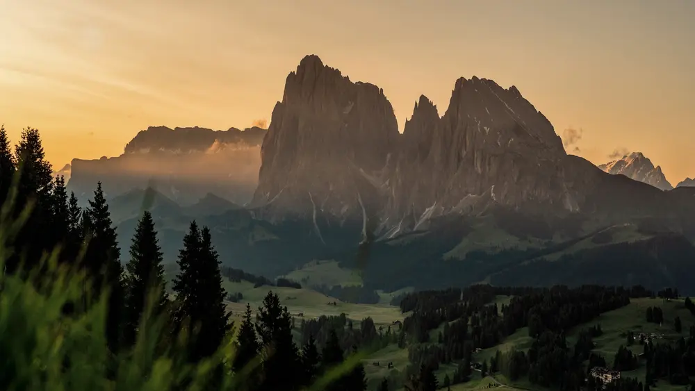 Blick auf die Langkofelgruppe