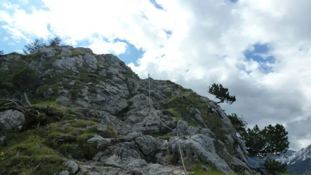 Eine Kletterpassage am Kofelgipfel