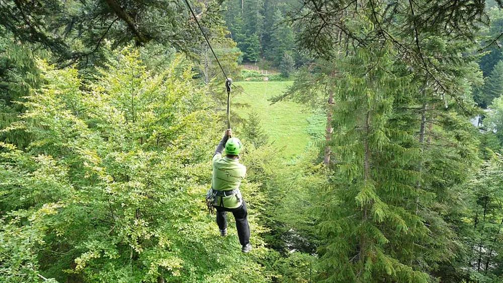 Mega-Seilbahn im Waldklettergarten Enzklösterle