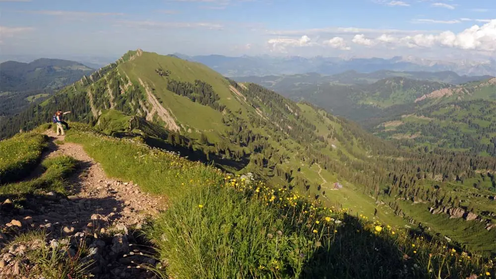 Blick über weite Teile des Naturparks Nagelfluhkette