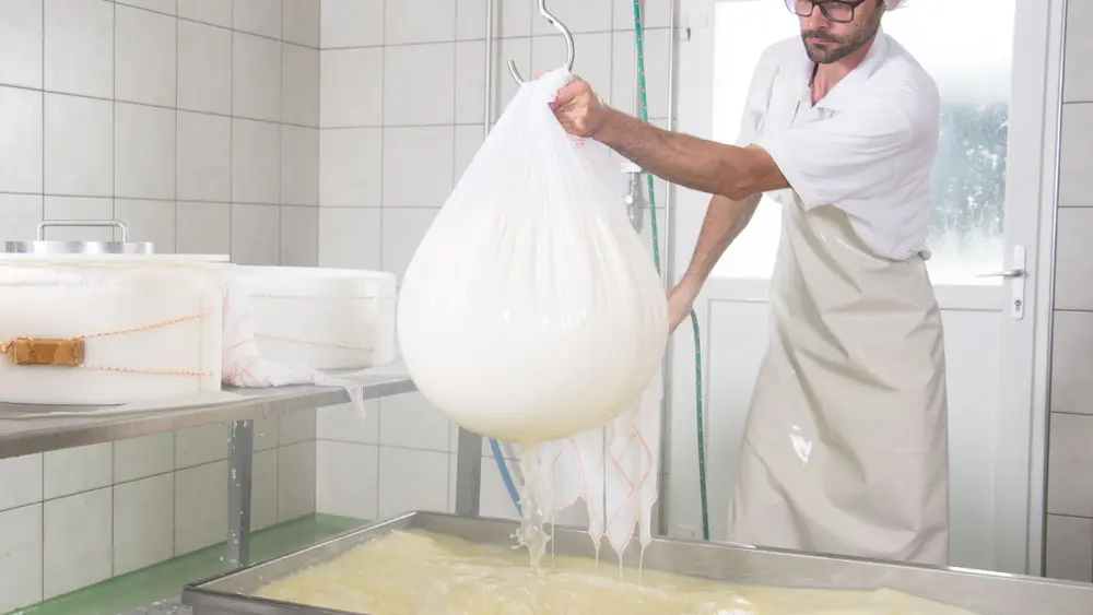 Stefan Köhl bei der Käseherrstellung