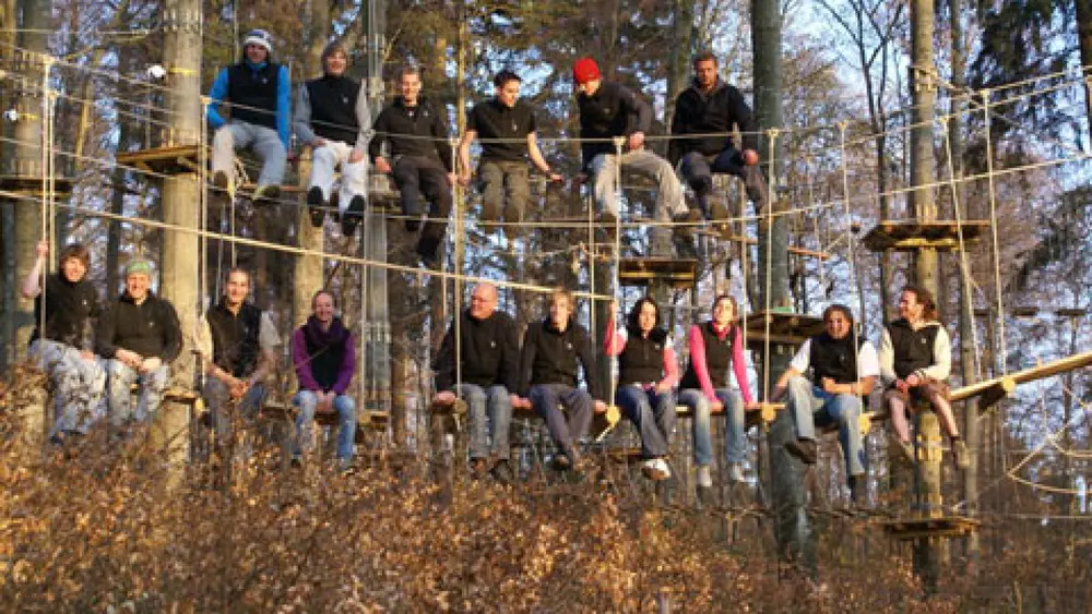 Team auf einem Parcours im KLetterpark Waldheim