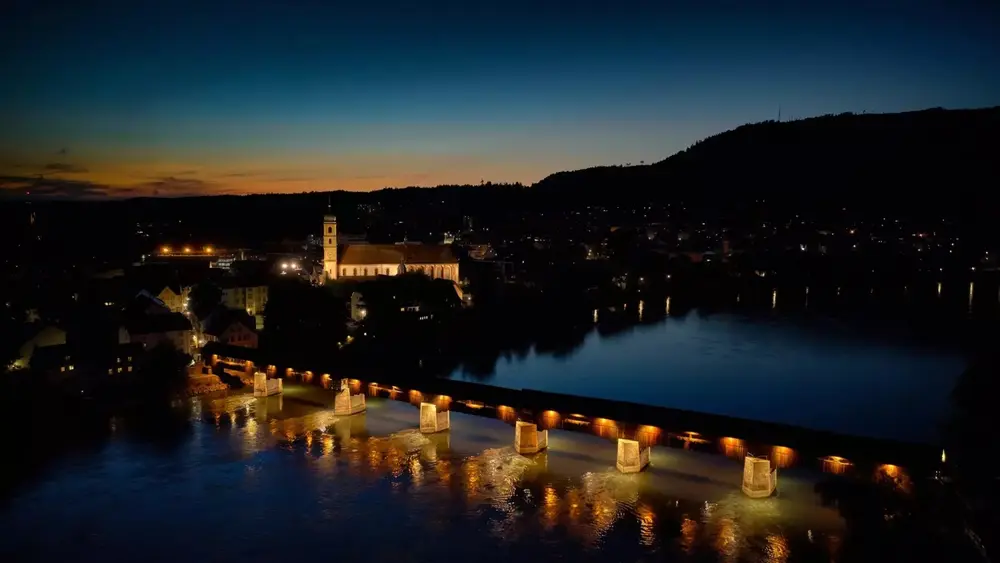 Holzbrücke Bad Säckingen bei Nacht