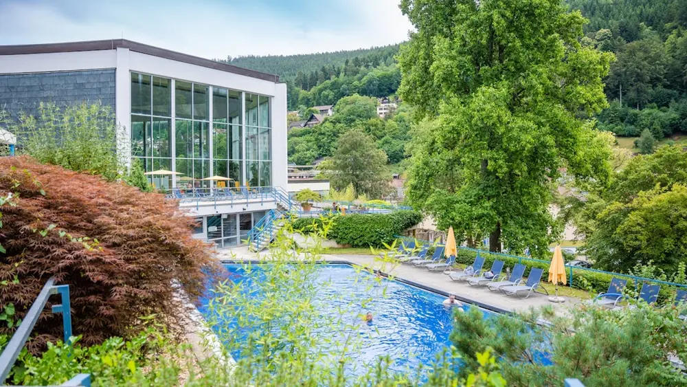 Blick auf das Außenbecken