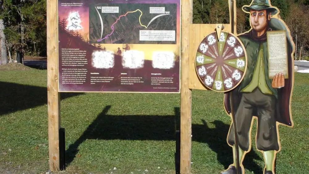 Infotafel mit Streckenverlauf zum Schmugglersteig in Bad Hindelang
