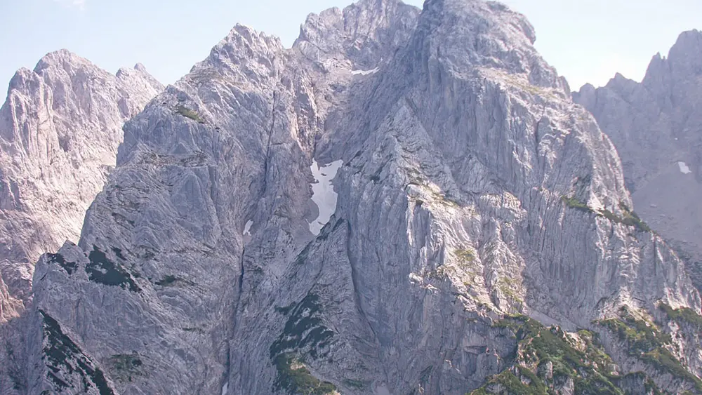 Blick auf die Fleischbank im Kaisergebirge