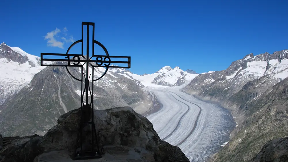 Blick vom Eggishorn auf den Aletschgletscher