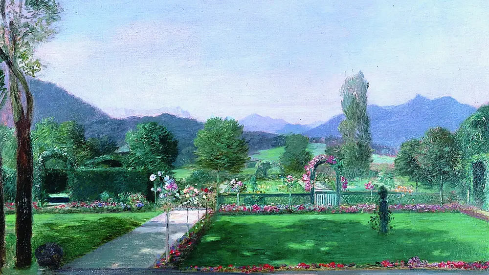 Gemälde vom Garten der Kaulbach-Villa