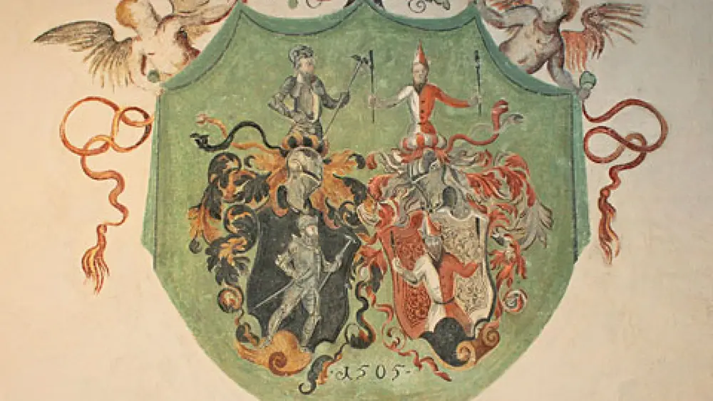 Das Allianzwappen im Museum Wasserburg