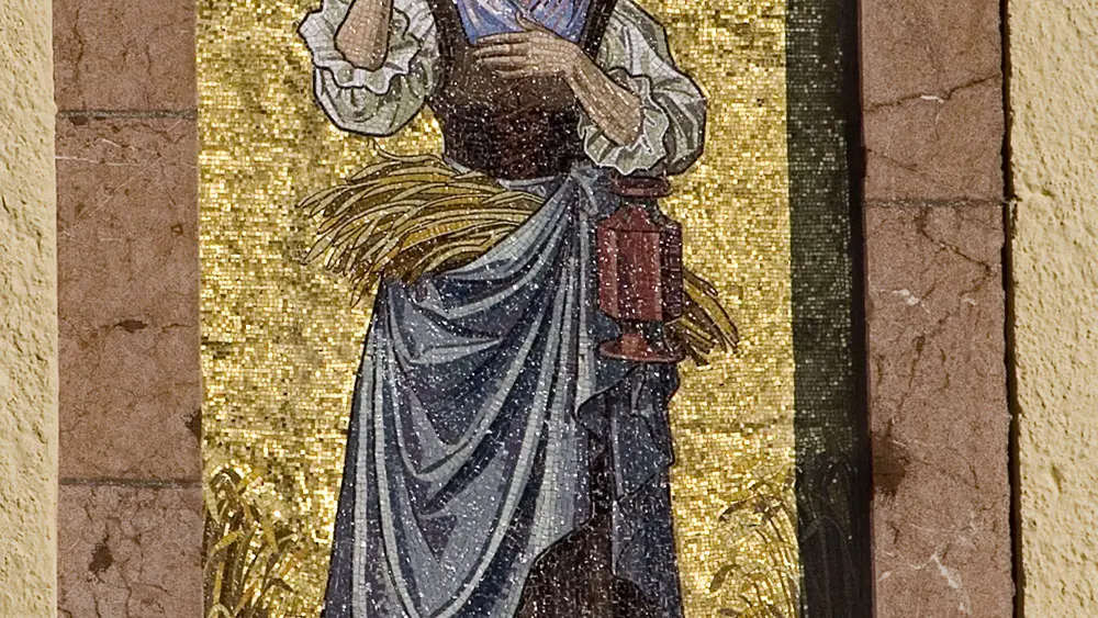 Malerei der Heiligen Notburga im Notburga-Museum in Eben