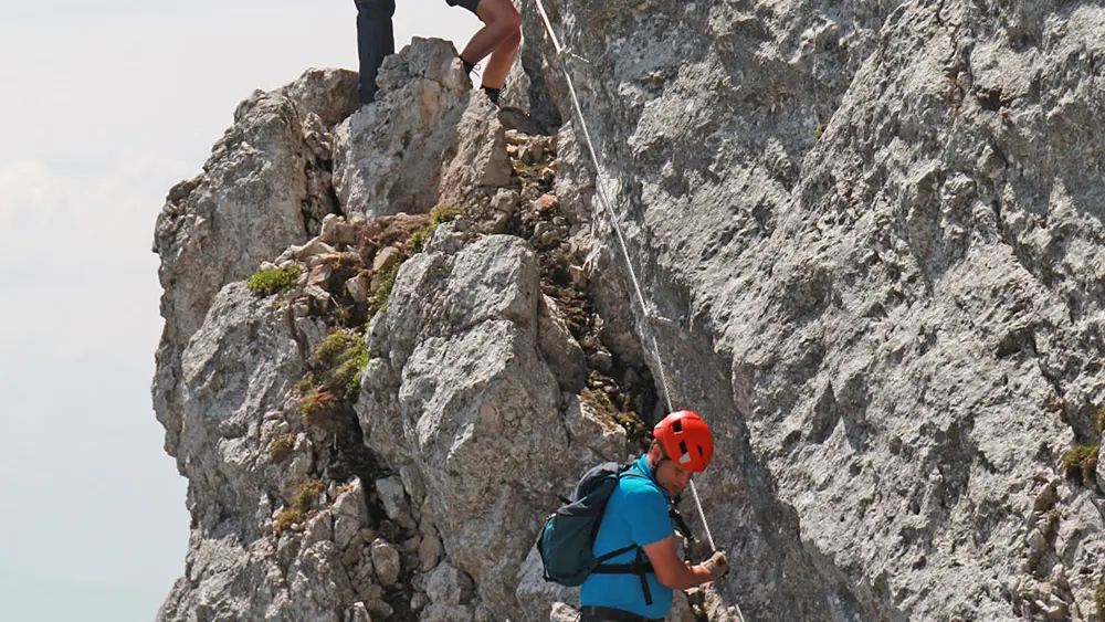 Klettergruppe am Klettersteig Seekarlspitze am Achensee