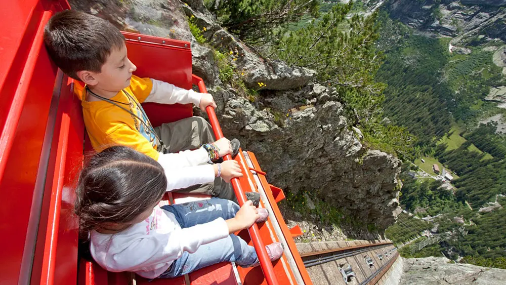 Blick aus dem Wagen der Gelmerbahn
