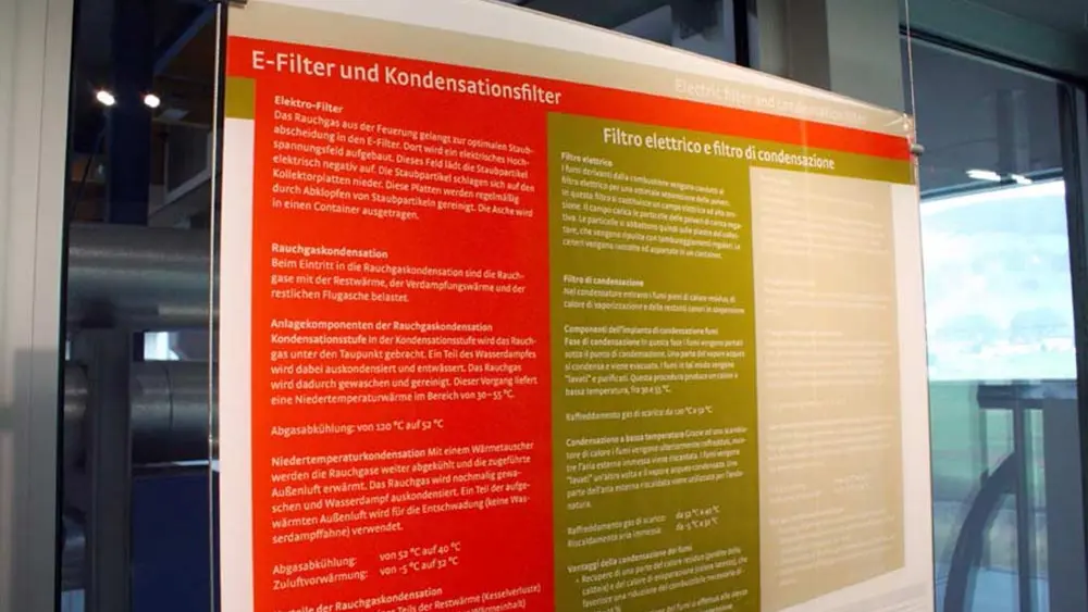 Schautafel im Schaugang des Fernheizkraftwerks Toblach-Innichen