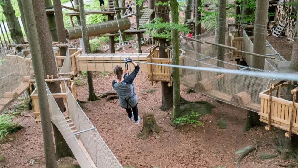 Seilrutsche im Seilpark Interlaken