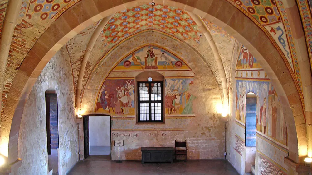 Fresken im Gerichtssaal des Kastells Rocca di Angera