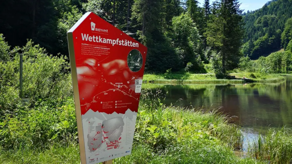 Station auf dem Biathlon-WM-Pfad in Hochfilzen