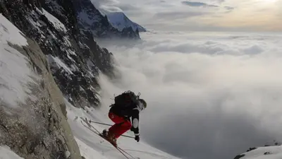 Freerider bei der Abfahrt in Chamonix