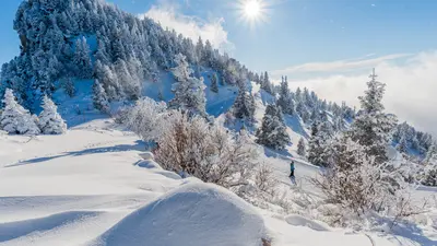 Blick auf die winterliche Landschaft um Lans-en-Vercors