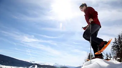 Schneeschuhwanderin in Autrans