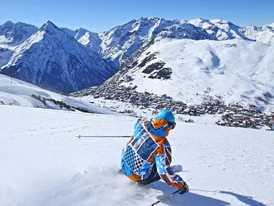 Skifahren in Les 2 Alpes © Office de Tourisme Les 2 Alpes / Bruno Longo