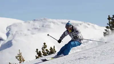 Skifahrer bei der Abfahrt
