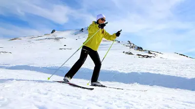Langläuferin in Mont-Dore am Capucin