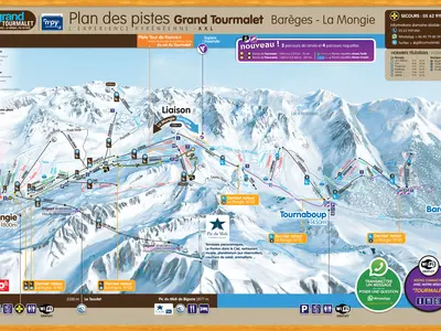 Pistenplan Grand Tourmalet (La Mongie / Barèges)