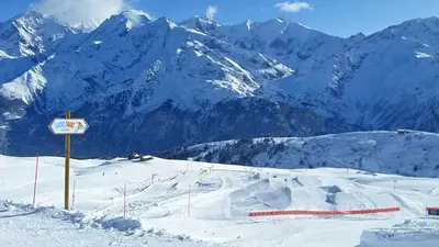 Blick in den Snowpark Ludopark von Les Contamines Montjoie