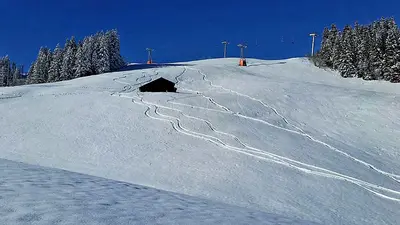 Piste mit Pulverschnee in Les Contamines Montjoie