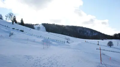 Blick in das Skigebiet Rouge Gazon