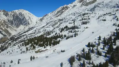 Blick auf das Skigebiet Vaujany