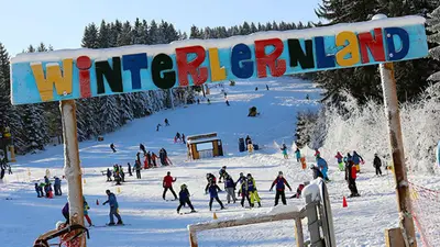 Blick auf das Winterlernland am Fallbachhang