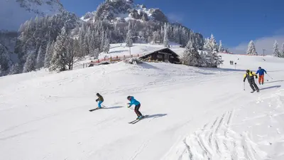 Blick auf die Pisten am Hochfelln