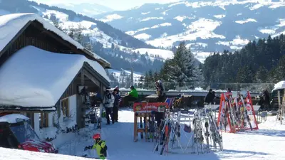 Skihütte mit Skiständer