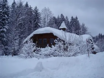 Verschneite Hütte © Skiwanderzentrum Zwieslerwaldhaus