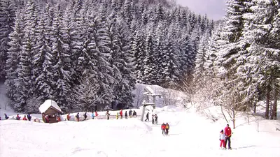 Skifahrer am Schlepplift in Altastenberg